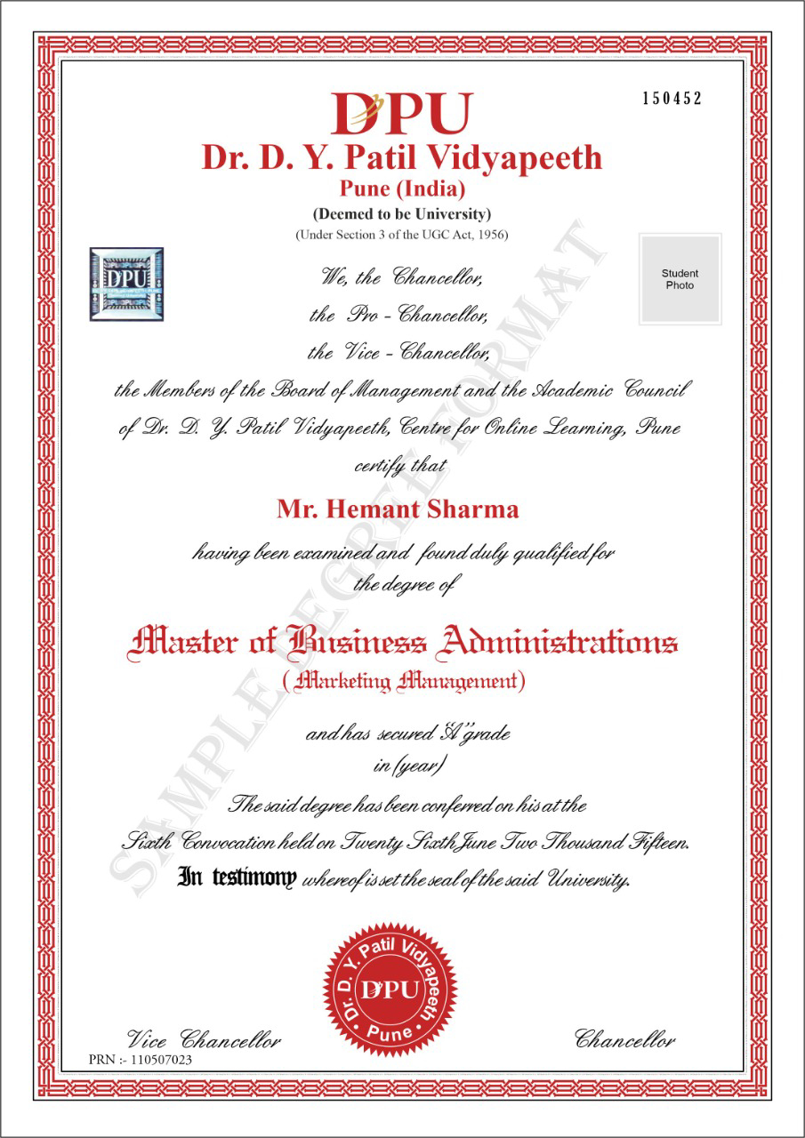Sample Degree Certificate